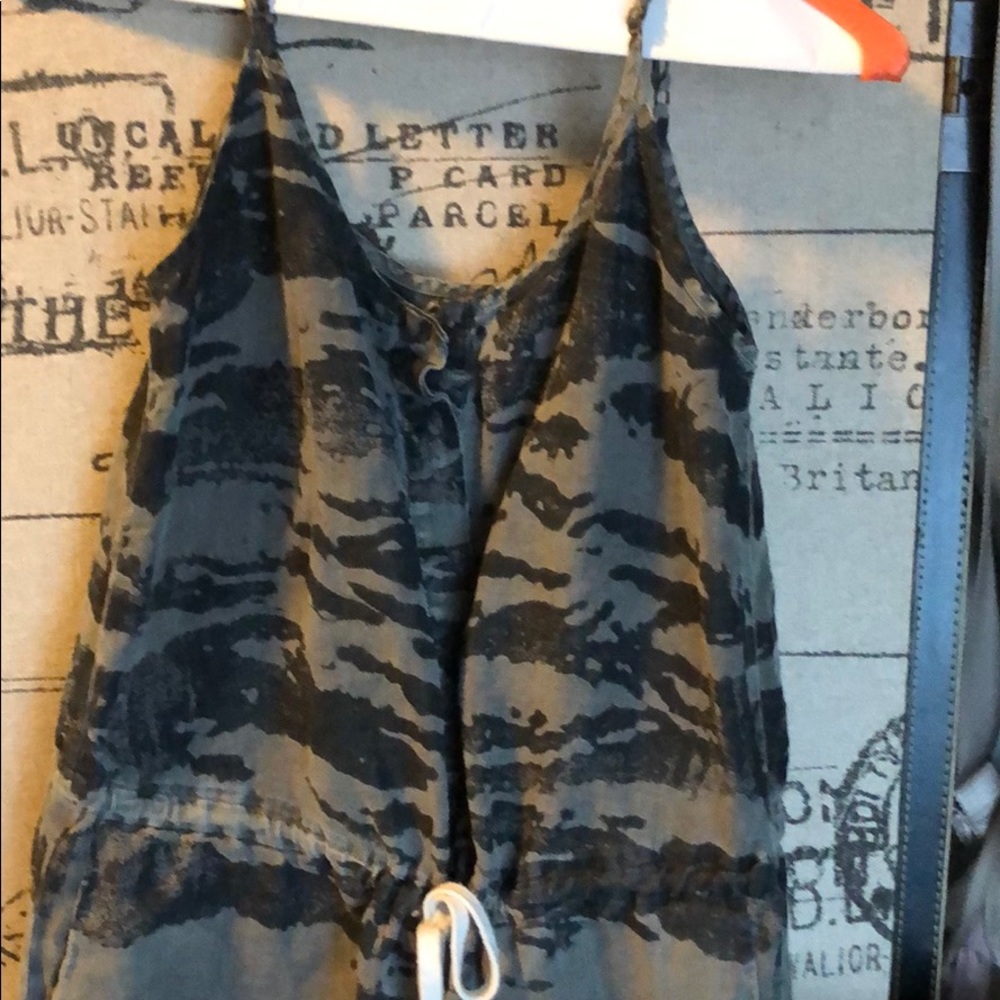 Enza Costa French Linen Jumpsuit in Camo print